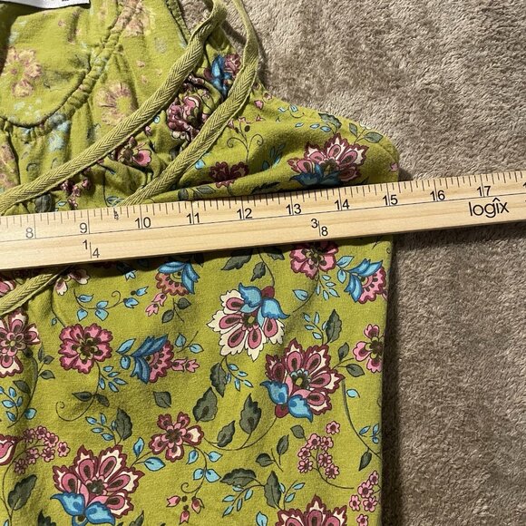 Zara Dress Womens Sz Large Mini Green Sleeveless Summer Floral Romantic - Picture 5 of 6